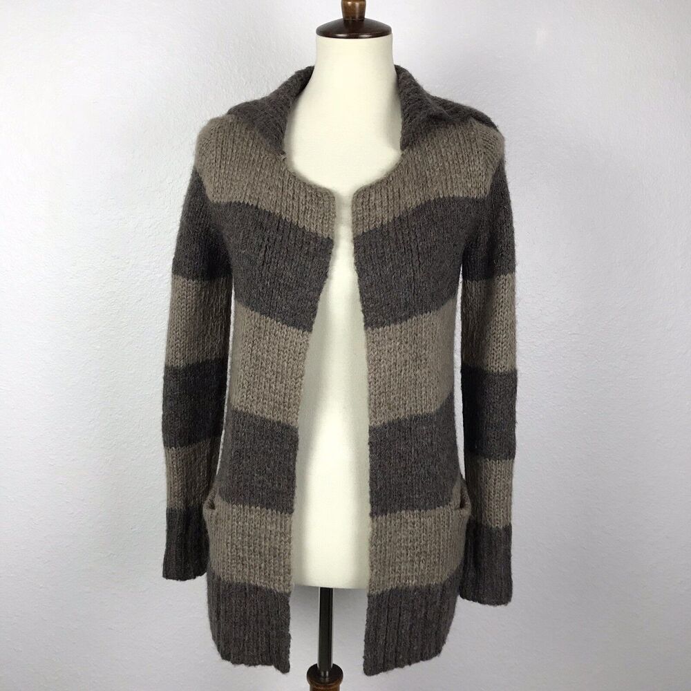 Ann Taylor Loft Striped Open Front Cardigan Sweater